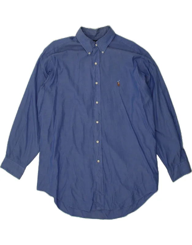 RALPH LAUREN Mens Yarmouth Loose Fit Shirt Size 16 1/2 33 Large Blue-- Hooded Caped Shawl Collar RALPH LAUREN Mens Yarmouth Loose Fit Shirt Size 16 1/2 33 Large Blue-- Hooded Caped Shawl Collar