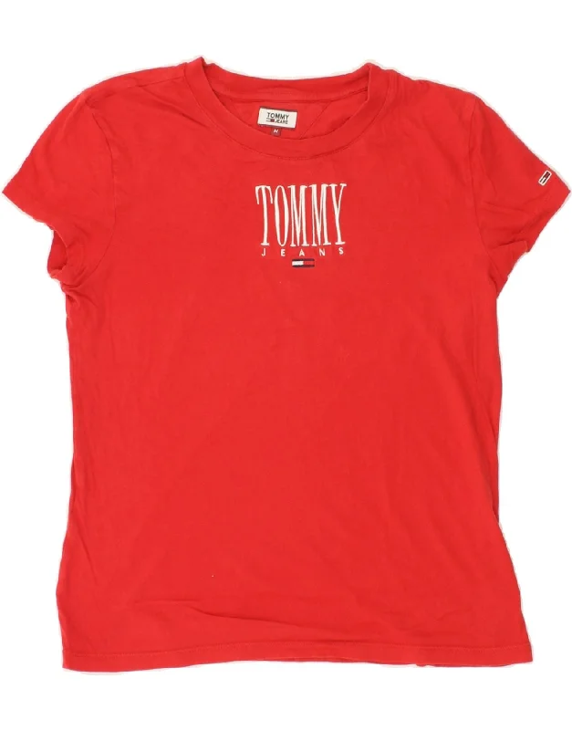 TOMMY HILFIGER Womens Graphic T-Shirt Top UK 12 Medium Red Cotton-- Wool Fabric Cashmere Fabric Tweed Fabric TOMMY HILFIGER Womens Graphic T-Shirt Top UK 12 Medium Red Cotton-- Wool Fabric Cashmere Fabric Tweed Fabric