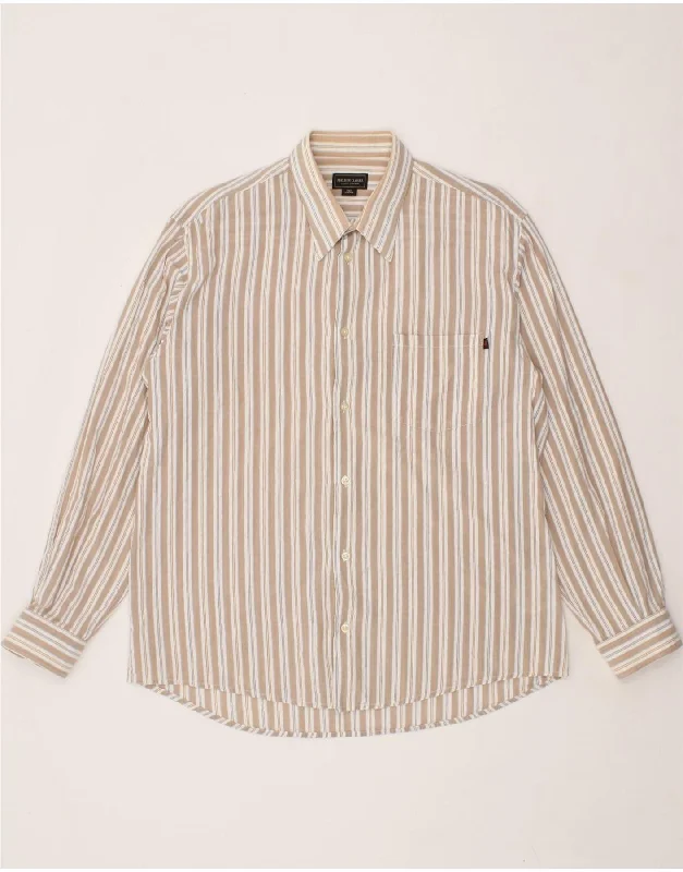 MARLBORO CLASSICS Mens Shirt XL Beige Striped Cotton-- Faux Fur Fabric Real Fur Fabric Shearling Fabric MARLBORO CLASSICS Mens Shirt XL Beige Striped Cotton-- Faux Fur Fabric Real Fur Fabric Shearling Fabric