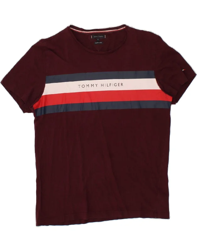 TOMMY HILFIGER Womens Graphic T-Shirt Top UK 18 XL Burgundy Striped Cotton-- Anti-Pilling Machine Wash Handmade TOMMY HILFIGER Womens Graphic T-Shirt Top UK 18 XL Burgundy Striped Cotton-- Anti-Pilling Machine Wash Handmade