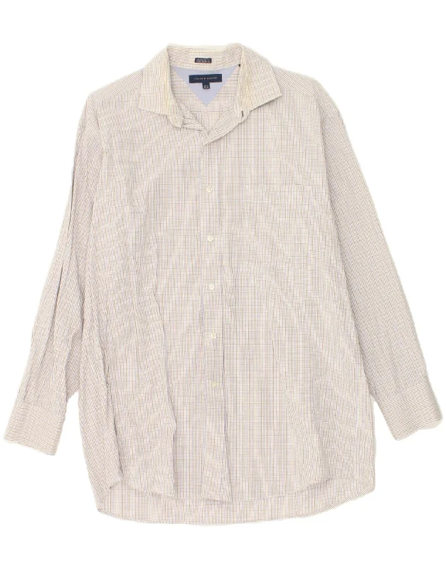 TOMMY HILFIGER Mens Regular Fit Shirt Size 16 1/2 Large White Check Cotton-- Lace Blend Ribbed Blend Corduroy Blend TOMMY HILFIGER Mens Regular Fit Shirt Size 16 1/2 Large White Check Cotton-- Lace Blend Ribbed Blend Corduroy Blend