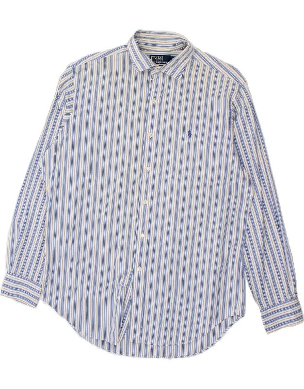 POLO RALPH LAUREN Mens Stanton Classic Fit Shirt Large Blue Striped Cotton-- Graphic T-Shirt Round Neck Polyester POLO RALPH LAUREN Mens Stanton Classic Fit Shirt Large Blue Striped Cotton-- Graphic T-Shirt Round Neck Polyester