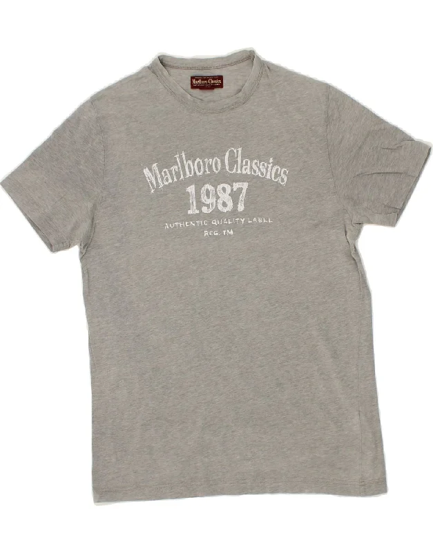 MARLBORO CLASSICS Mens Graphic T-Shirt Top Medium Grey Cotton-- Lace Blend Ribbed Blend Corduroy Blend MARLBORO CLASSICS Mens Graphic T-Shirt Top Medium Grey Cotton-- Lace Blend Ribbed Blend Corduroy Blend