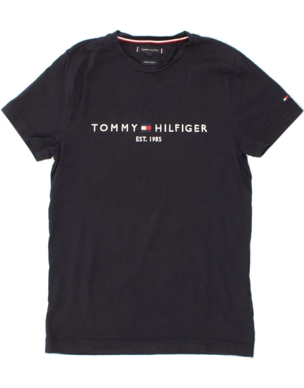 TOMMY HILFIGER Mens Graphic T-Shirt Top Small Navy Blue Cotton-- Hooded Caped Shawl Collar TOMMY HILFIGER Mens Graphic T-Shirt Top Small Navy Blue Cotton-- Hooded Caped Shawl Collar