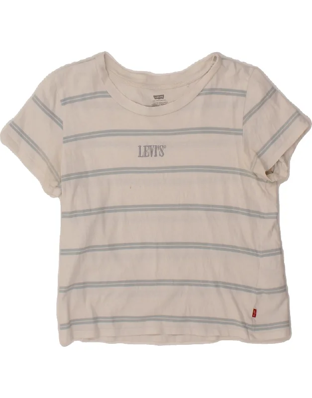 LEVI'S Womens Crop T-Shirt Top UK 10 Small White Striped Cotton-- Front Pockets Side Pockets Patch Pockets LEVI'S Womens Crop T-Shirt Top UK 10 Small White Striped Cotton-- Front Pockets Side Pockets Patch Pockets