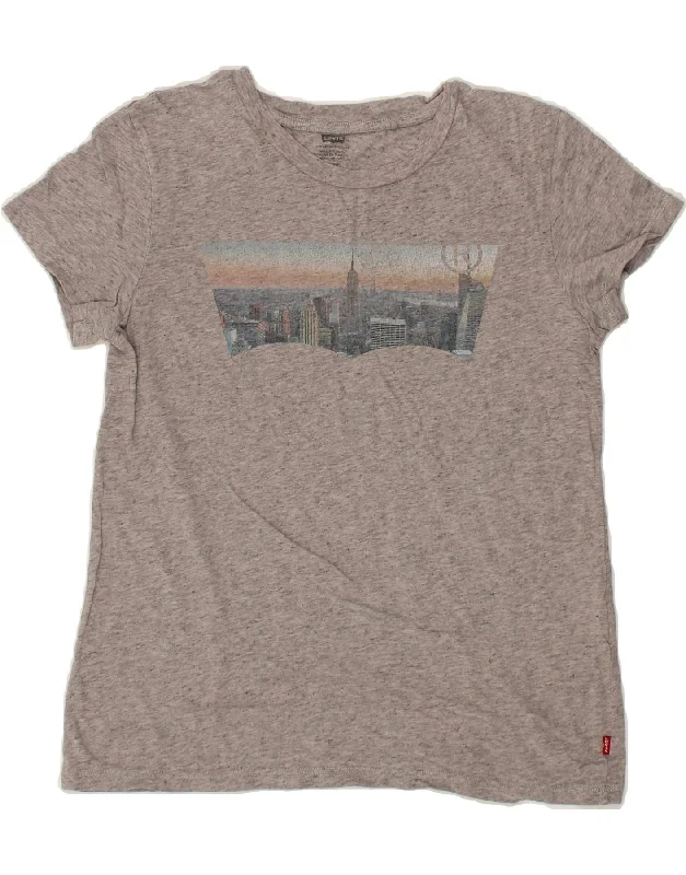 LEVI'S Womens Graphic T-Shirt Top UK 10 Small Grey Flecked-- Ribbed Striped Patterned LEVI'S Womens Graphic T-Shirt Top UK 10 Small Grey Flecked-- Ribbed Striped Patterned