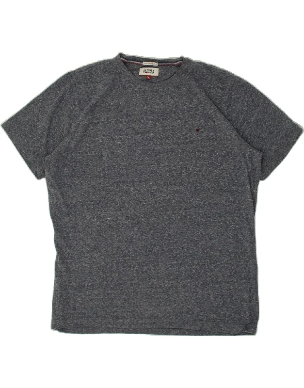 TOMMY HILFIGER Mens T-Shirt Top 2XL Grey Flecked Polyester-- Print Jacquard Patchwork TOMMY HILFIGER Mens T-Shirt Top 2XL Grey Flecked Polyester-- Print Jacquard Patchwork