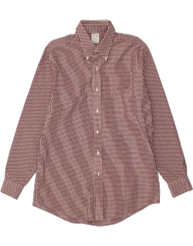 BROOKS BROTHERS Mens Milano Shirt Size 16 1/2 34 Large Burgundy Gingham-- Front Pockets Side Pockets Patch Pockets BROOKS BROTHERS Mens Milano Shirt Size 16 1/2 34 Large Burgundy Gingham-- Front Pockets Side Pockets Patch Pockets