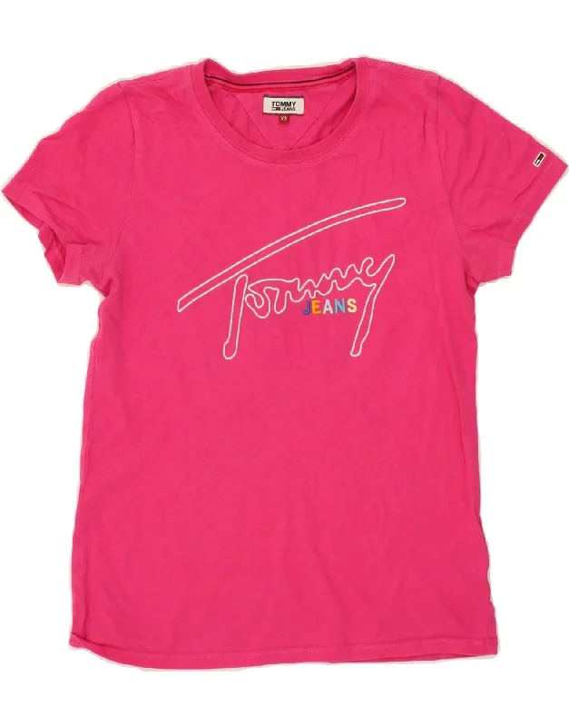 TOMMY HILFIGER Womens Graphic T-Shirt Top UK 6 XS Pink Cotton-- Anti-Pilling Machine Wash Handmade TOMMY HILFIGER Womens Graphic T-Shirt Top UK 6 XS Pink Cotton-- Anti-Pilling Machine Wash Handmade