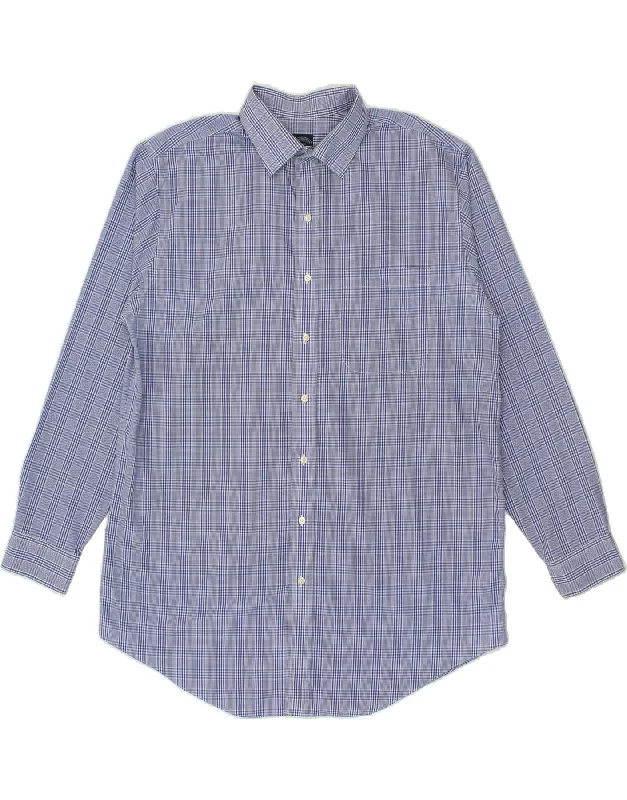 BROOKS BROTHERS Mens Shirt Size 17 36 37 XL Blue Check Cotton-- Zippered Buttoned Snapped BROOKS BROTHERS Mens Shirt Size 17 36 37 XL Blue Check Cotton-- Zippered Buttoned Snapped