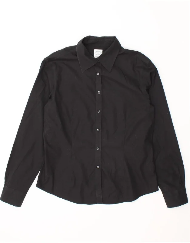 BROOKS BROTHERS Womens Fitted Shirt UK 10 Small Black Cotton-- Elasticated Padded Insulated BROOKS BROTHERS Womens Fitted Shirt UK 10 Small Black Cotton-- Elasticated Padded Insulated