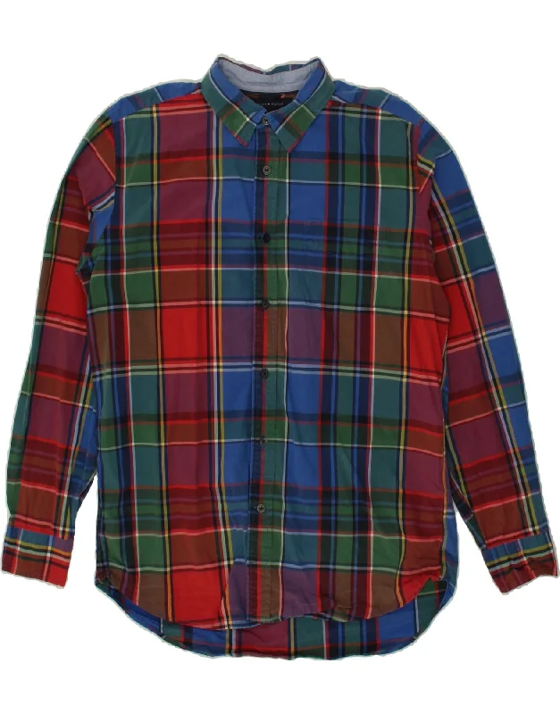TOMMY HILFIGER Mens Shirt Medium Multicoloured Check Cotton-- Collared Crew Neck Turtle Neck TOMMY HILFIGER Mens Shirt Medium Multicoloured Check Cotton-- Collared Crew Neck Turtle Neck
