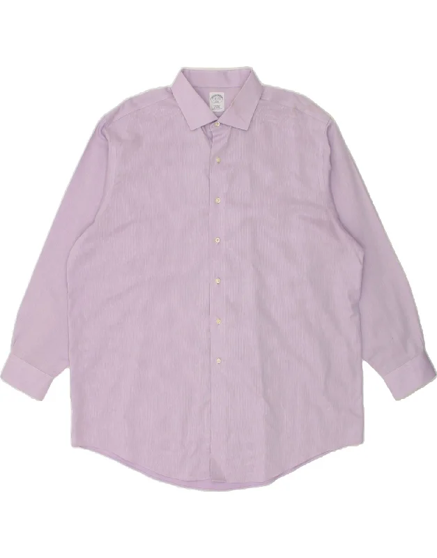 BROOKS BROTHERS Mens Regular Fit Shirt Size 18 4/5 2XL Purple Pinstripe -- Basic T-Shirt Crew Neck Short Sleeve BROOKS BROTHERS Mens Regular Fit Shirt Size 18 4/5 2XL Purple Pinstripe -- Basic T-Shirt Crew Neck Short Sleeve