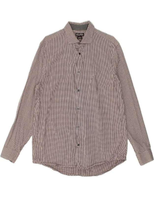 MICHAEL KORS Mens Tailored Fit Shirt Large Burgundy Striped Cotton-- Oversized T-Shirt Spandex breathable MICHAEL KORS Mens Tailored Fit Shirt Large Burgundy Striped Cotton-- Oversized T-Shirt Spandex breathable