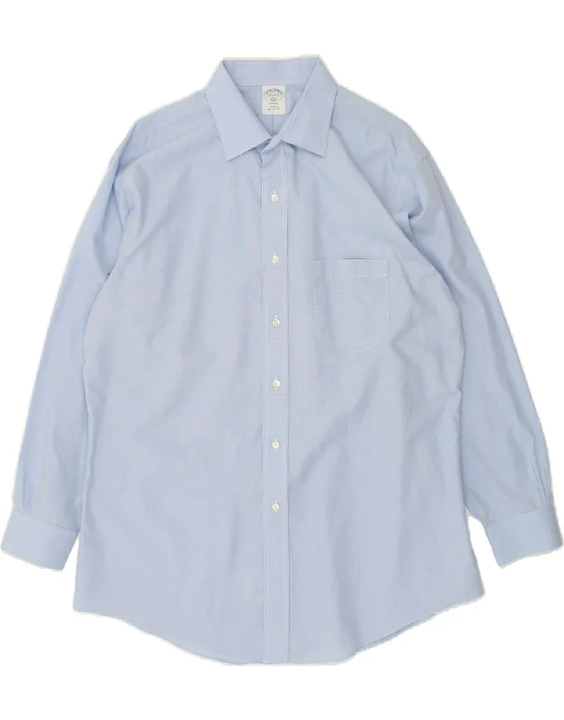 BROOKS BROTHERS Mens Regent Shirt Size 16 1/2 Large Blue Check Cotton-- Collared Crew Neck Turtle Neck BROOKS BROTHERS Mens Regent Shirt Size 16 1/2 Large Blue Check Cotton-- Collared Crew Neck Turtle Neck