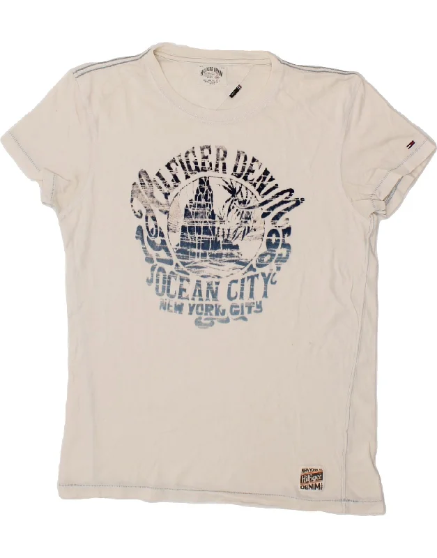TOMMY HILFIGER Mens Graphic T-Shirt Top Small Off White-- Front Pockets Side Pockets Patch Pockets TOMMY HILFIGER Mens Graphic T-Shirt Top Small Off White-- Front Pockets Side Pockets Patch Pockets