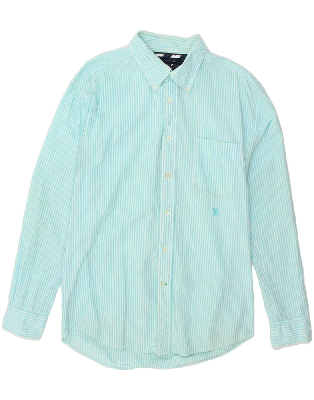 TOMMY HILFIGER Mens Shirt Large Blue Striped Cotton-- V-Neck T-Shirt Long Sleeve Cotton TOMMY HILFIGER Mens Shirt Large Blue Striped Cotton-- V-Neck T-Shirt Long Sleeve Cotton
