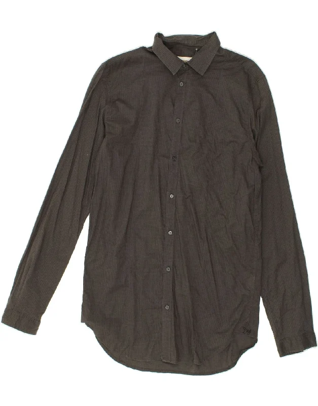 DIESEL Mens Abstract Pattern Shirt Medium Grey Check Cotton-- Chenille Blend Fleece Blend Nylon Blend DIESEL Mens Abstract Pattern Shirt Medium Grey Check Cotton-- Chenille Blend Fleece Blend Nylon Blend