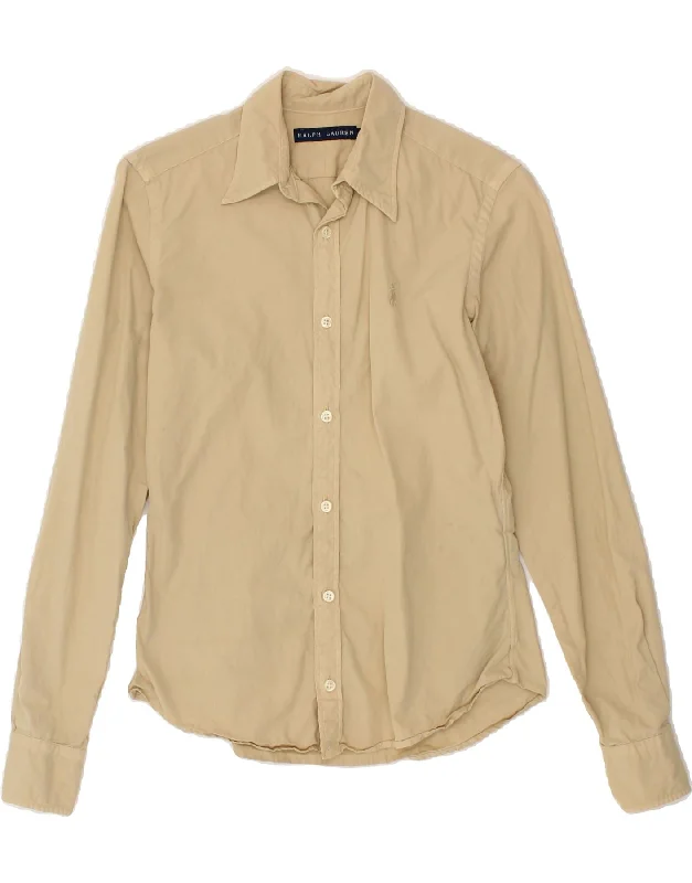 RALPH LAUREN Womens Loose Fit Shirt US 2 XS Beige Cotton-- Elasticated Padded Insulated RALPH LAUREN Womens Loose Fit Shirt US 2 XS Beige Cotton-- Elasticated Padded Insulated