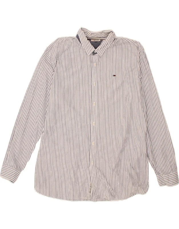 TOMMY HILFIGER Mens Shirt 2XL Grey Striped Cotton-- Jersey Fabric Tulle Fabric Batik Fabric TOMMY HILFIGER Mens Shirt 2XL Grey Striped Cotton-- Jersey Fabric Tulle Fabric Batik Fabric