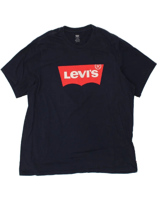 LEVI'S Mens Standard Graphic T-Shirt Top 2XL Navy Blue Cotton-- Hooded Caped Shawl Collar LEVI'S Mens Standard Graphic T-Shirt Top 2XL Navy Blue Cotton-- Hooded Caped Shawl Collar