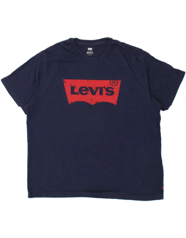 LEVI'S Mens Graphic T-Shirt Top 2XL Navy Blue Cotton-- Zippered Front Buttoned Front Snap Front LEVI'S Mens Graphic T-Shirt Top 2XL Navy Blue Cotton-- Zippered Front Buttoned Front Snap Front