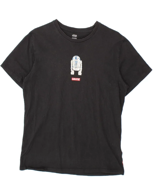 LEVI'S Womens Graphic T-Shirt Top UK 12 Medium Black Cotton-- Asymmetrical Pockets Print LEVI'S Womens Graphic T-Shirt Top UK 12 Medium Black Cotton-- Asymmetrical Pockets Print