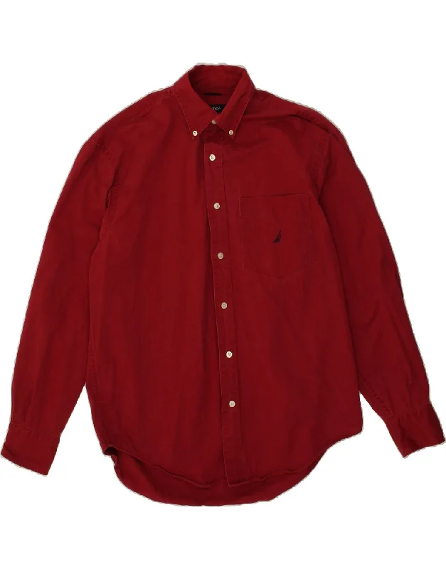 NAUTICA Mens Shirt Medium Red Cotton-- Seamless Knitted Crochet
