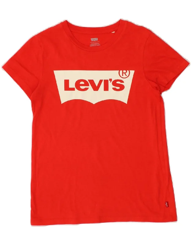 LEVI'S Womens Graphic T-Shirt Top UK 6 XS Red Cotton-- Welt Pockets Slit Pockets Flap Pockets LEVI'S Womens Graphic T-Shirt Top UK 6 XS Red Cotton-- Welt Pockets Slit Pockets Flap Pockets