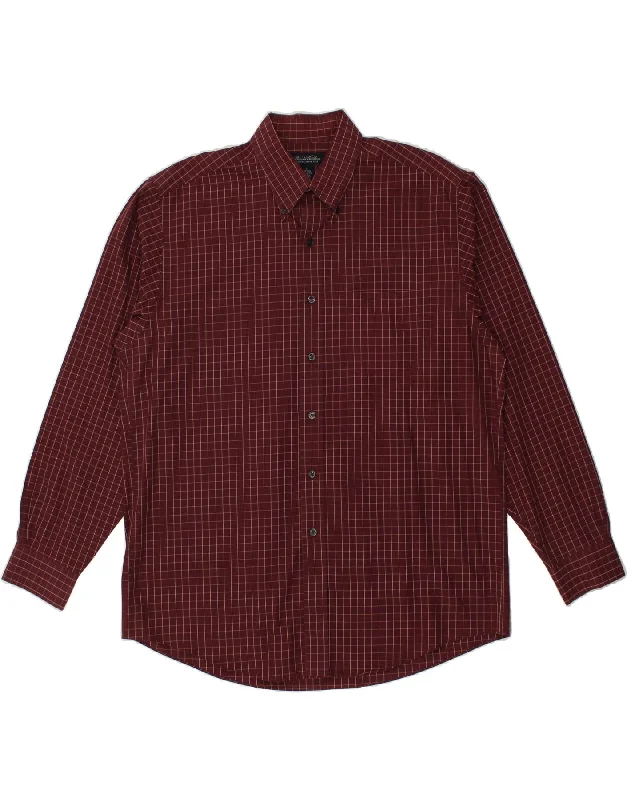 BROOKS BROTHERS Mens Shirt Large Maroon Check Cotton-- Iron Safe Non-Iron Wrinkle Free BROOKS BROTHERS Mens Shirt Large Maroon Check Cotton-- Iron Safe Non-Iron Wrinkle Free