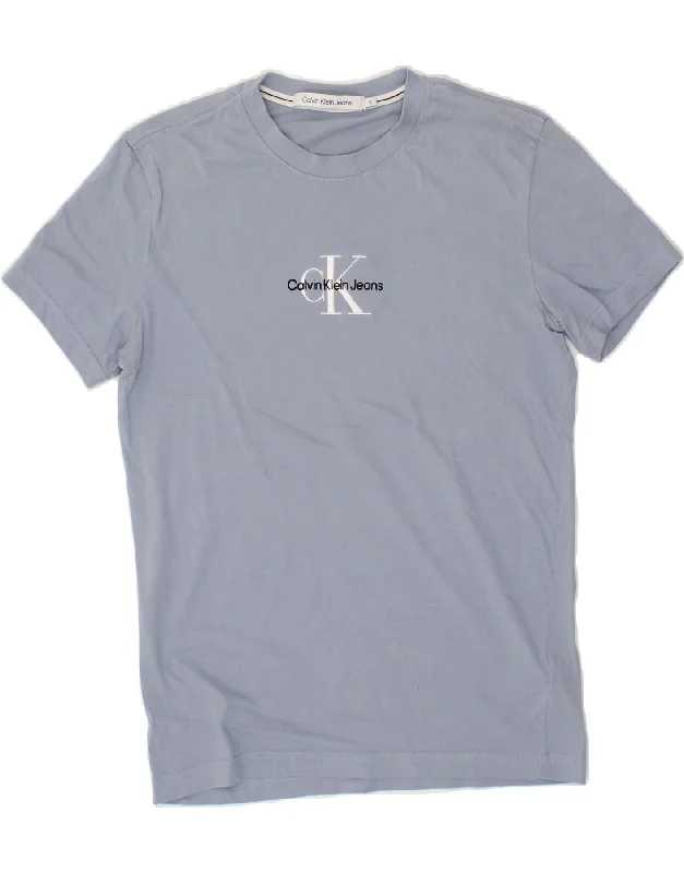 CALVIN KLEIN JEANS Mens Graphic T-Shirt Top Medium Blue Cotton-- Solid Color Striped Floral CALVIN KLEIN JEANS Mens Graphic T-Shirt Top Medium Blue Cotton-- Solid Color Striped Floral