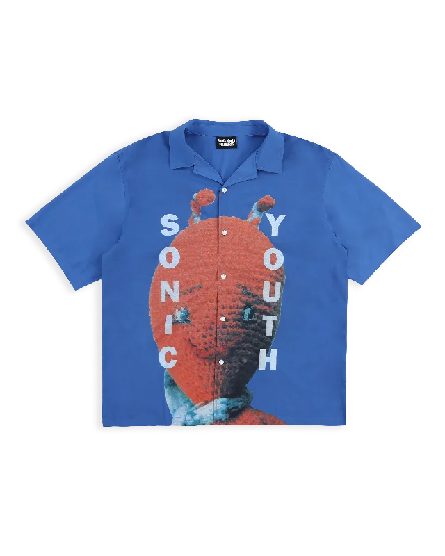 Sonic Youth Alien Camp Collar Shirt - Blue-- Chenille Blend Fleece Blend Nylon Blend Sonic Youth Alien Camp Collar Shirt - Blue-- Chenille Blend Fleece Blend Nylon Blend