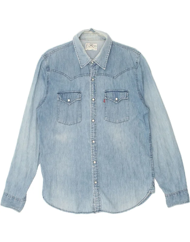 LEVI'S Mens Denim Shirt Large Blue Cotton-- Nylon Fabric Polyester Fabric Spandex Fabric LEVI'S Mens Denim Shirt Large Blue Cotton-- Nylon Fabric Polyester Fabric Spandex Fabric