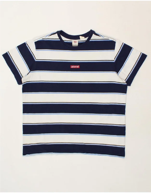 LEVI'S Mens Relaxed Fit T-Shirt Top Large Navy Blue Striped Cotton-- Layered Multi-layer Single Layer LEVI'S Mens Relaxed Fit T-Shirt Top Large Navy Blue Striped Cotton-- Layered Multi-layer Single Layer