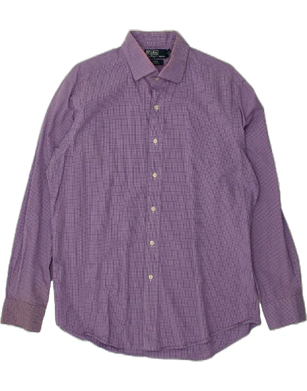 RALPH LAUREN Mens Regent Custom Fit Shirt Size 16 1/2 Large Purple Check-- Denim Fabric Leather Fabric Suede Fabric RALPH LAUREN Mens Regent Custom Fit Shirt Size 16 1/2 Large Purple Check-- Denim Fabric Leather Fabric Suede Fabric