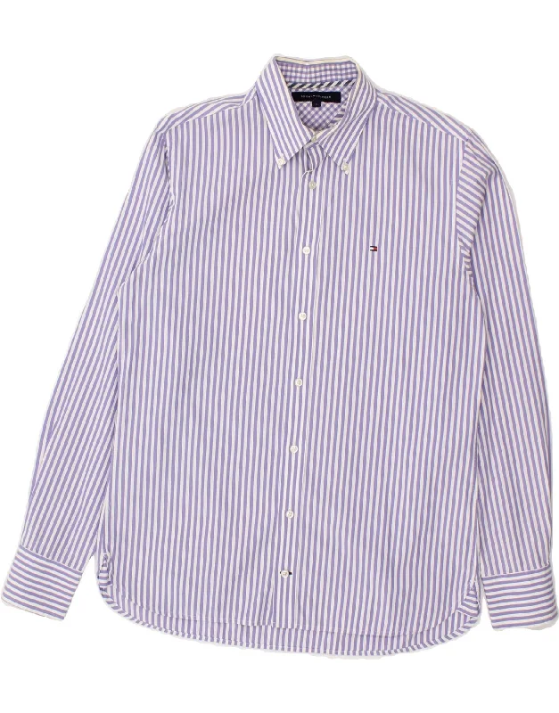 TOMMY HILFIGER Mens Shirt Small Purple Striped Cotton-- Notch Collar Peter Pan Collar Cowl Neck TOMMY HILFIGER Mens Shirt Small Purple Striped Cotton-- Notch Collar Peter Pan Collar Cowl Neck