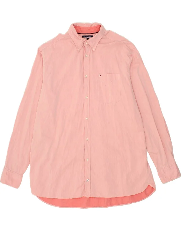 TOMMY HILFIGER Mens Tall Regular Fit Shirt 3XL Pink Cotton-- Welt Pockets Slit Pockets Flap Pockets TOMMY HILFIGER Mens Tall Regular Fit Shirt 3XL Pink Cotton-- Welt Pockets Slit Pockets Flap Pockets