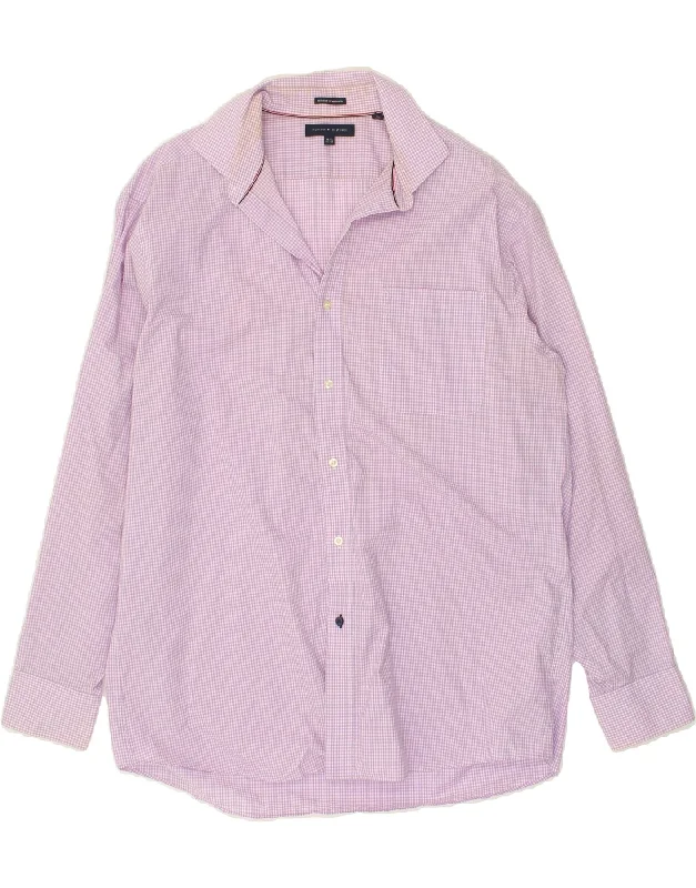 TOMMY HILFIGER Mens Regular Fit Shirt Size 16 1/2 Large Purple Gingham-- Striped Floral Plaid TOMMY HILFIGER Mens Regular Fit Shirt Size 16 1/2 Large Purple Gingham-- Striped Floral Plaid