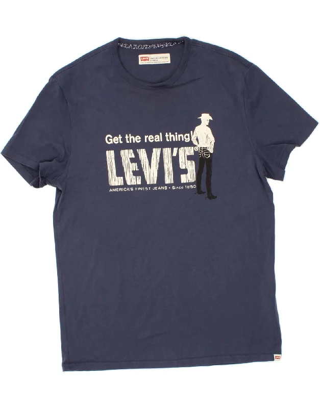 LEVI'S Mens Standard Fit Graphic T-Shirt Top Large Navy Blue Cotton-- Striped Floral Plaid LEVI'S Mens Standard Fit Graphic T-Shirt Top Large Navy Blue Cotton-- Striped Floral Plaid
