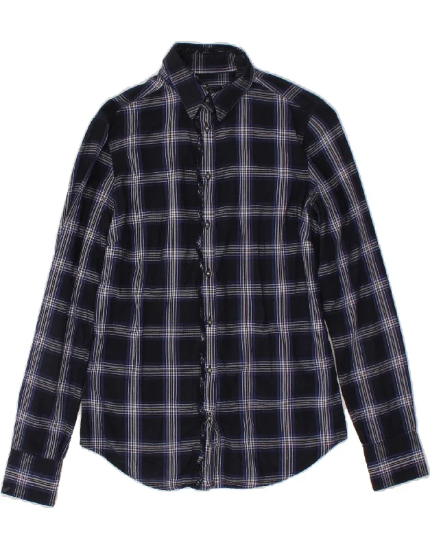 GANT Womens Flannel Shirt UK 10 Small Navy Blue Check Cotton-- Graphic T-Shirt Round Neck Polyester GANT Womens Flannel Shirt UK 10 Small Navy Blue Check Cotton-- Graphic T-Shirt Round Neck Polyester