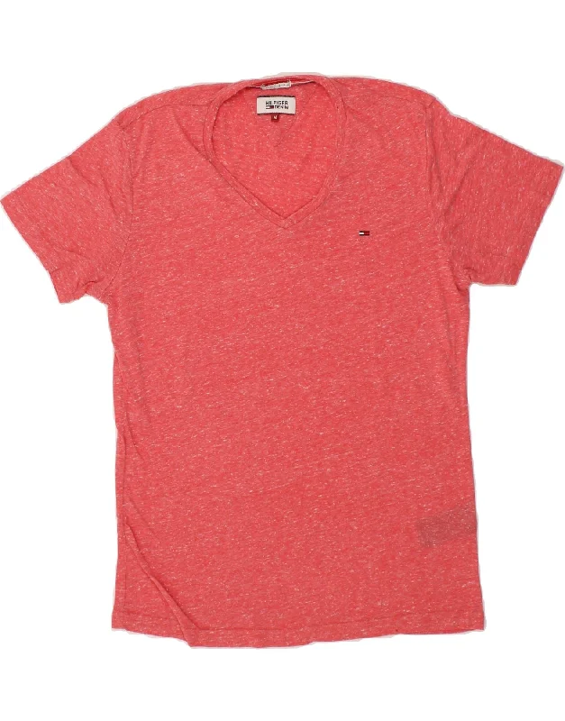 TOMMY HILFIGER Mens T-Shirt Top Medium Pink Flecked Cotton-- V-Neck T-Shirt Long Sleeve Cotton TOMMY HILFIGER Mens T-Shirt Top Medium Pink Flecked Cotton-- V-Neck T-Shirt Long Sleeve Cotton
