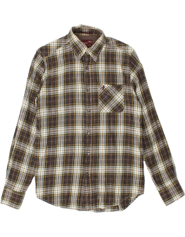 MARLBORO CLASSICS Mens Regular Fit Flannel Shirt Medium Grey Check Cotton-- Wool Fabric Cashmere Fabric Tweed Fabric MARLBORO CLASSICS Mens Regular Fit Flannel Shirt Medium Grey Check Cotton-- Wool Fabric Cashmere Fabric Tweed Fabric