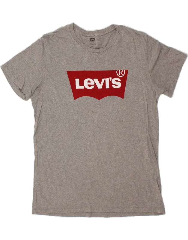 LEVI'S Mens Graphic T-Shirt Top Large Grey Cotton-- Front Pockets Side Pockets Patch Pockets LEVI'S Mens Graphic T-Shirt Top Large Grey Cotton-- Front Pockets Side Pockets Patch Pockets