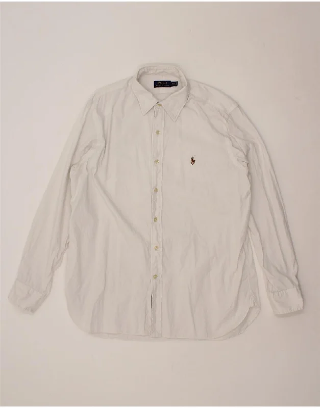 POLO RALPH LAUREN Mens Shirt Size 16 1/2 Large White Cotton-- Houndstooth Herringbone Solid POLO RALPH LAUREN Mens Shirt Size 16 1/2 Large White Cotton-- Houndstooth Herringbone Solid