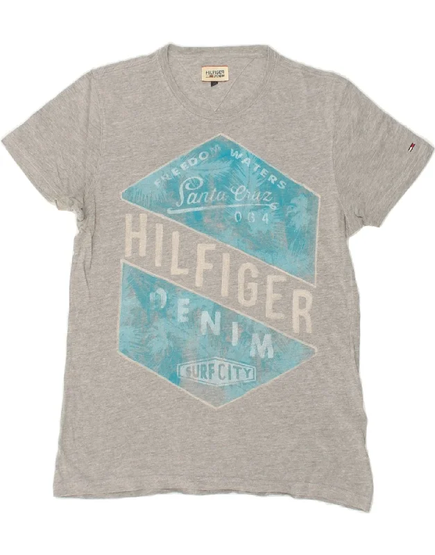 TOMMY HILFIGER Mens Graphic T-Shirt Top Medium Grey Cotton-- Print Jacquard Patchwork TOMMY HILFIGER Mens Graphic T-Shirt Top Medium Grey Cotton-- Print Jacquard Patchwork