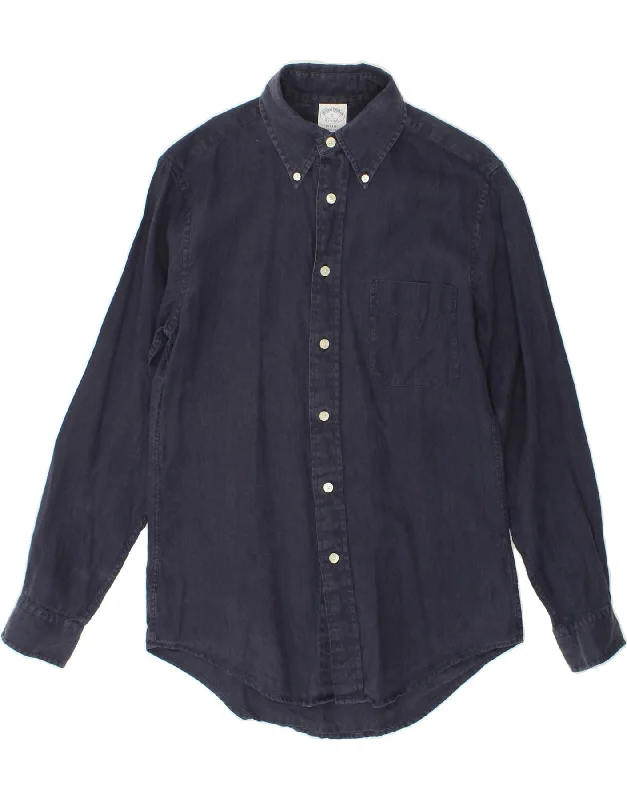 BROOKS BROTHERS Mens Regent Shirt Small Navy Blue Linen-- Ribbed T-Shirt High Neck Heavyweight BROOKS BROTHERS Mens Regent Shirt Small Navy Blue Linen-- Ribbed T-Shirt High Neck Heavyweight