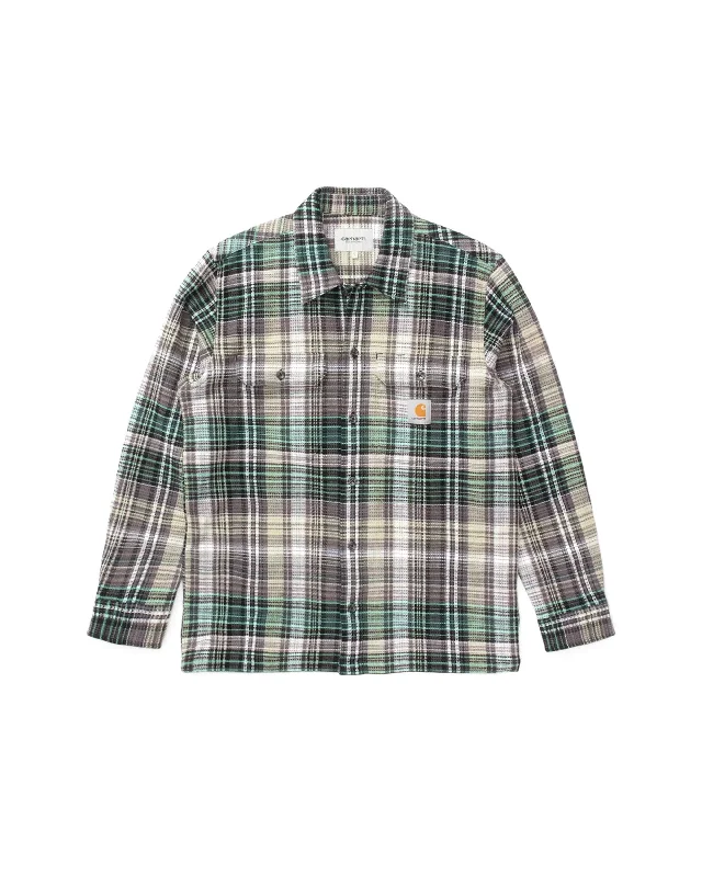 Valmon Shirt - Check / Botanic-- Spandex Blend Rayon Blend Denim Blend