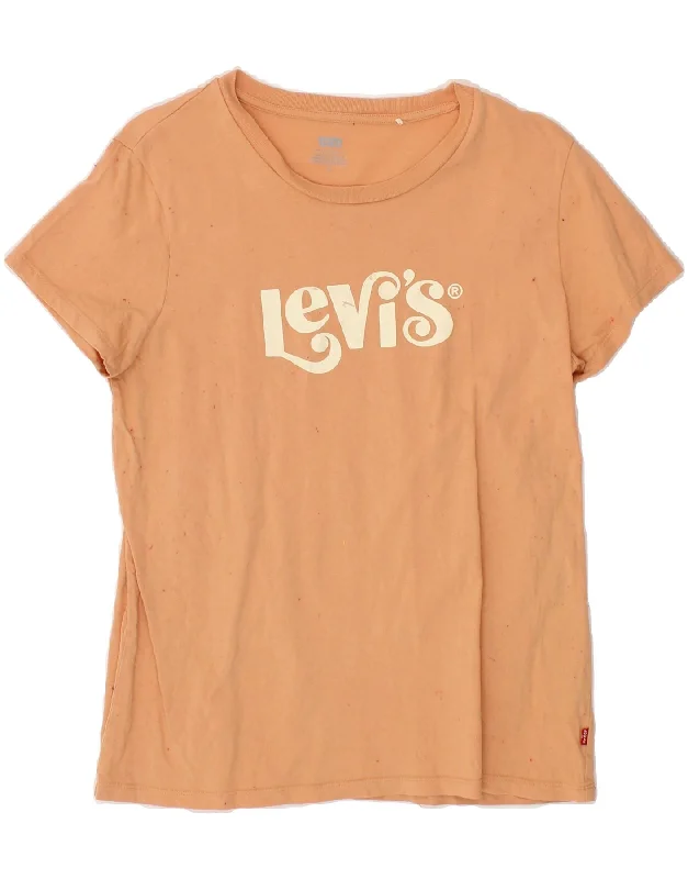 LEVI'S Womens Graphic T-Shirt Top UK 12 Medium Orange Cotton-- Mesh Blend Leather Blend Suede Blend LEVI'S Womens Graphic T-Shirt Top UK 12 Medium Orange Cotton-- Mesh Blend Leather Blend Suede Blend