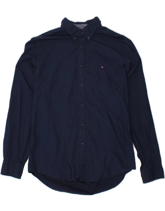 TOMMY HILFIGER Mens New York Fit Shirt Large Navy Blue Cotton-- Fashionable Trendy Casual TOMMY HILFIGER Mens New York Fit Shirt Large Navy Blue Cotton-- Fashionable Trendy Casual
