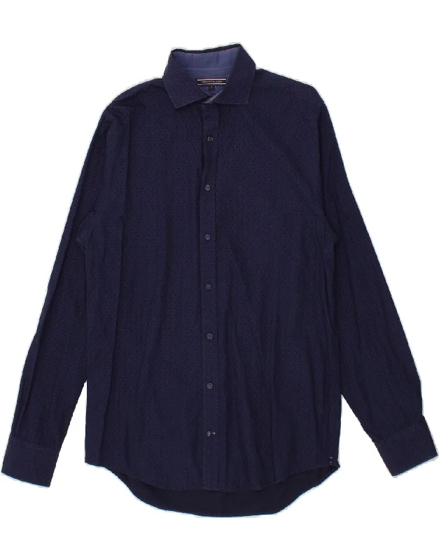 TOMMY HILFIGER Mens New York Fit Shirt Small Navy Blue Spotted-- Casual Formal Business TOMMY HILFIGER Mens New York Fit Shirt Small Navy Blue Spotted-- Casual Formal Business